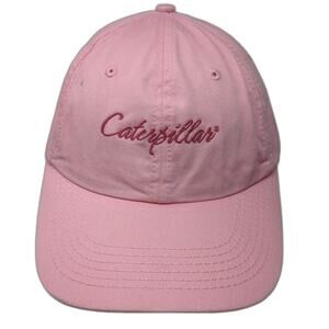 Caterpillar Baseball Cap Pink One Size Cursive Logo Adjustable Slideback Hat
